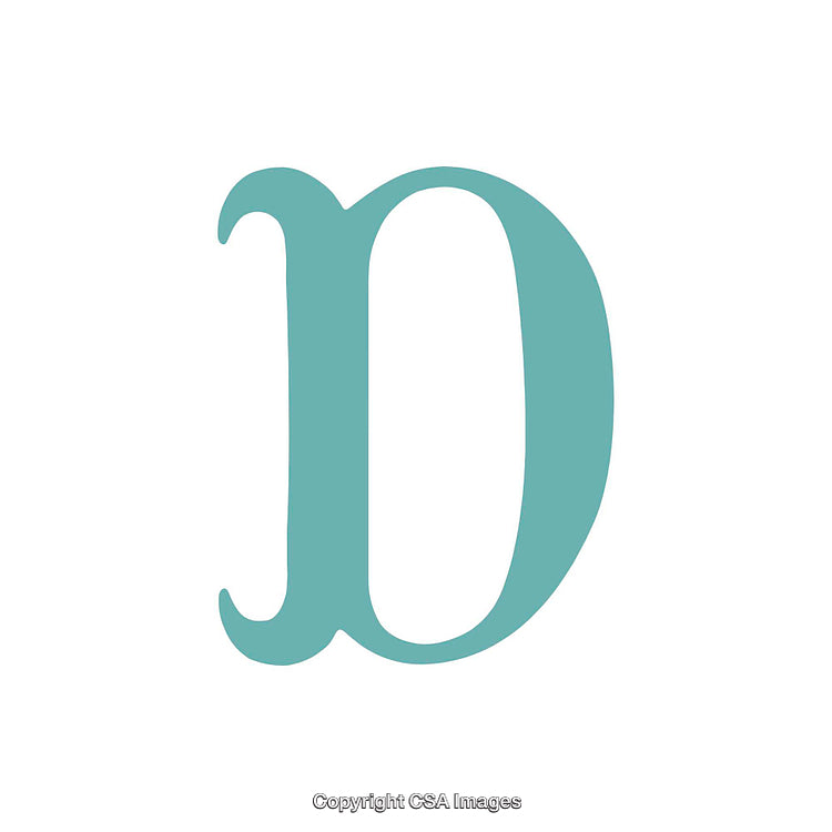 Artistic Representation of the Letter D in Blue Serif Font