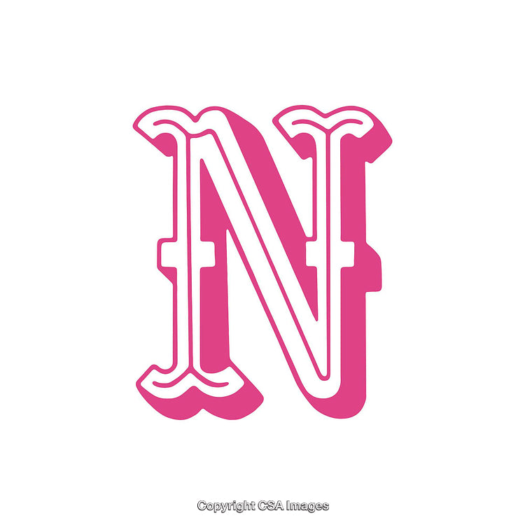 Elegant Pink Letter N Design with White Accents on Isolated Background