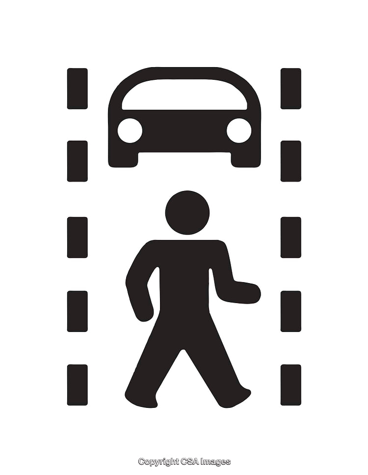 Silhouette Pedestrian Traffic Safety Icon in Black and White