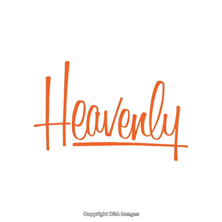 Handwritten Script Featuring the Word Heavenly in Bold Orange Ink