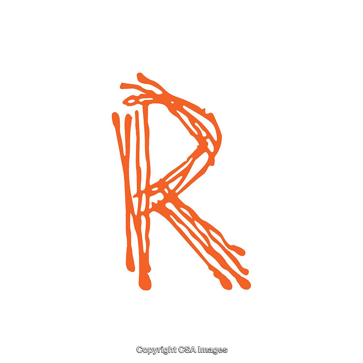 Orange Artistic Representation of the Letter 'R' on White Background