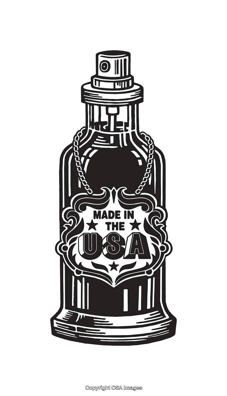Detailed Black and White Perfume Bottle Line Art Illustration