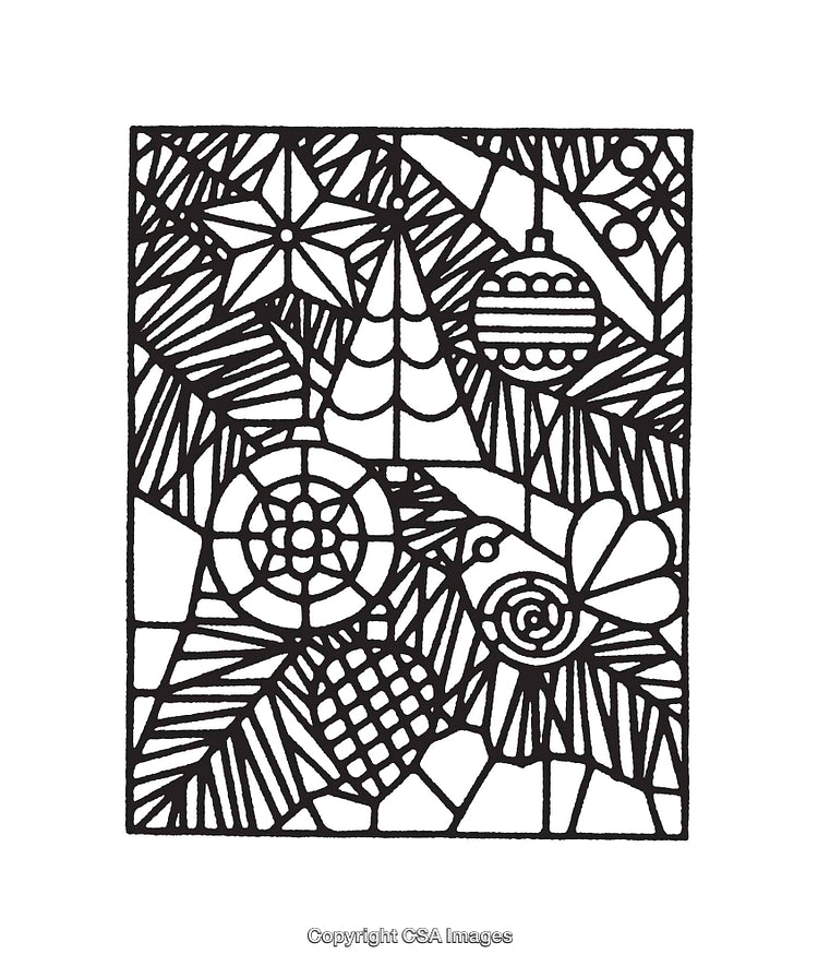 Black and White Line Art of Christmas Holiday Decorative Elements