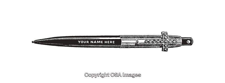 Black and White Line Art of a Customized Decorative Pen Design
