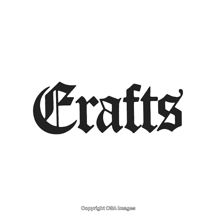 Decorative Gothic Typography Text Design with the Word Crafts in Black