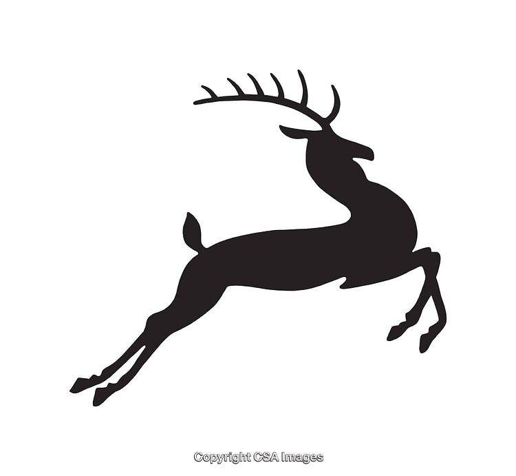 Black and White Silhouette of a Leaping Deer Illustration