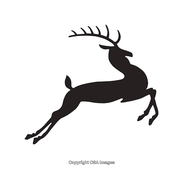 Black and White Silhouette of a Leaping Deer Illustration