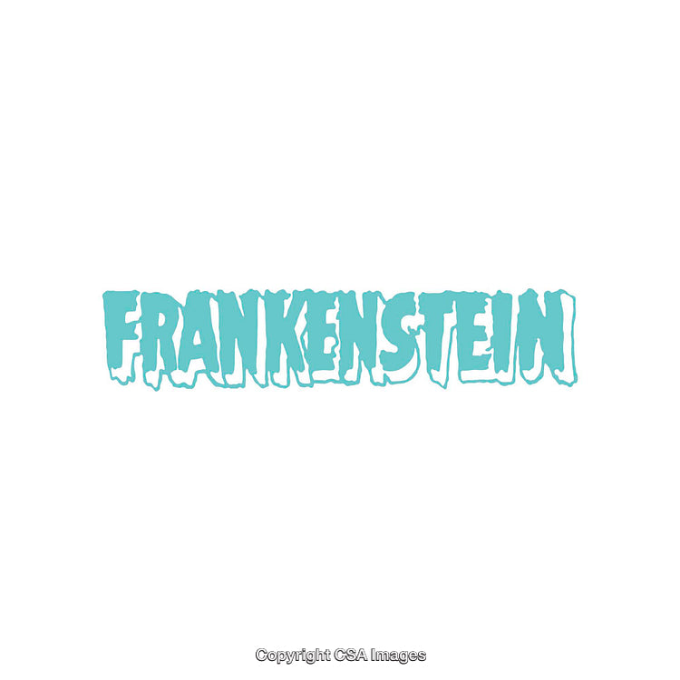 Frankenstein Word Art in Distinctive Monochrome Teal Text Design on White