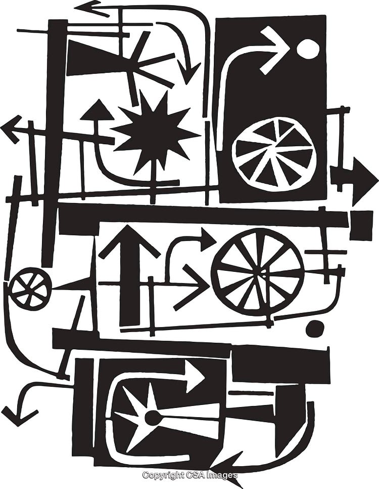 Abstract Black and White Geometric Pattern Design with Arrows and Shapes