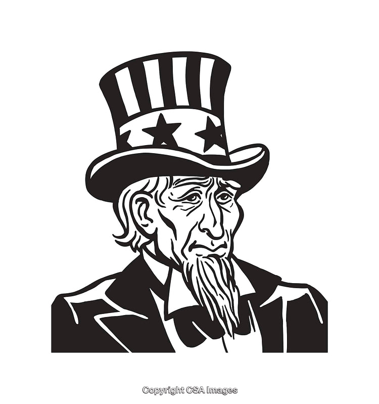 Black and White Line Art of Patriotic Illustration in Classic Style