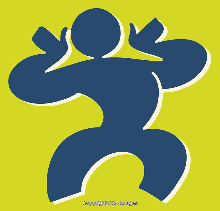 Colorful Abstract Illustration of a Stylized Human Figure in Motion