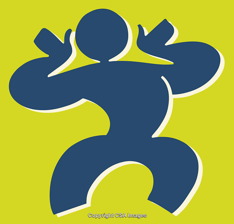 Colorful Abstract Illustration of a Stylized Human Figure in Motion