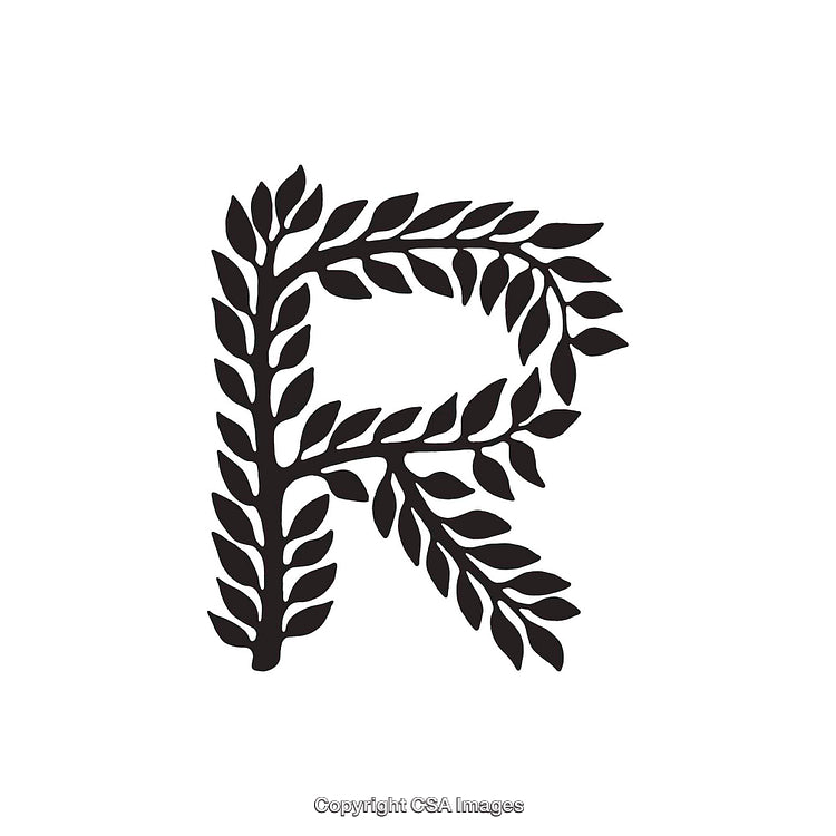 Decorative Letter R with Nature Inspired Leaf Design