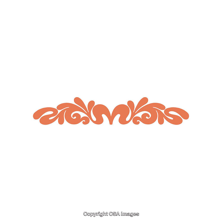 Orange Floral Decorative Border Isolated on White Background