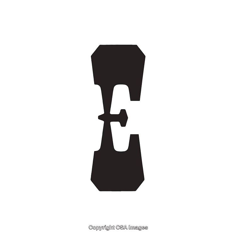 Abstract Black Letter E on White Background