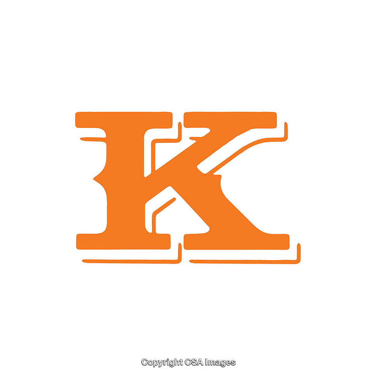 Stylish Orange Letter K on White Background Design