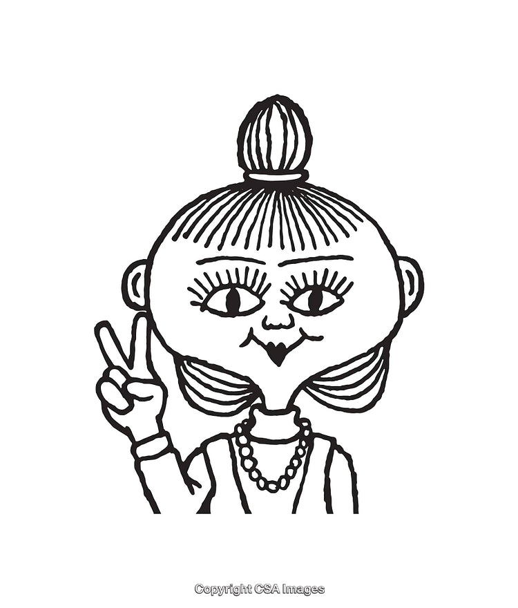 Black and White Line Art Illustration of a Peace Gesture