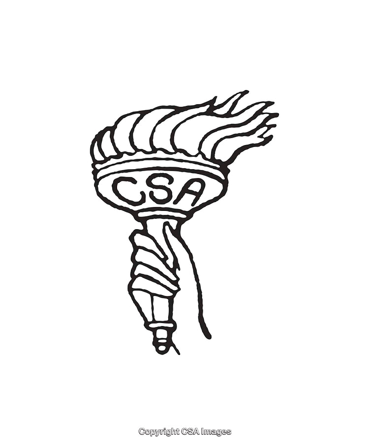 Hand-Drawn Torch Illustration Featuring Bold CSA Lettering and Flame Details