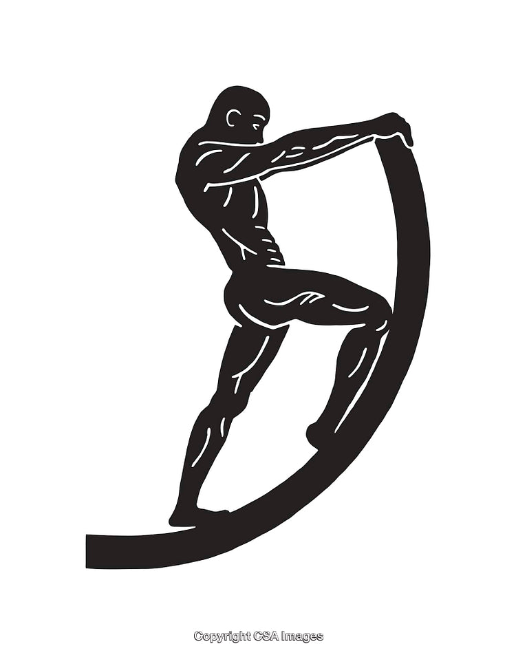 Dynamic Black and White Illustration of a Man in Motion