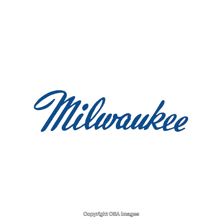 Blue Calligraphy Style Milwaukee Script on White Background