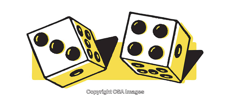 Illustration of Two Dice on a Yellow Background in Sketch Style