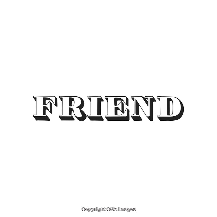 Bold Typographic Artwork Featuring the Word 'Friend' in Classic Lettering Style