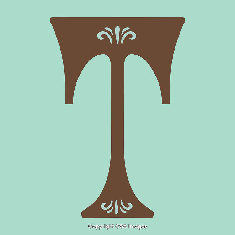 Elegant Decorative Letter T in Ornate Style on Light Background