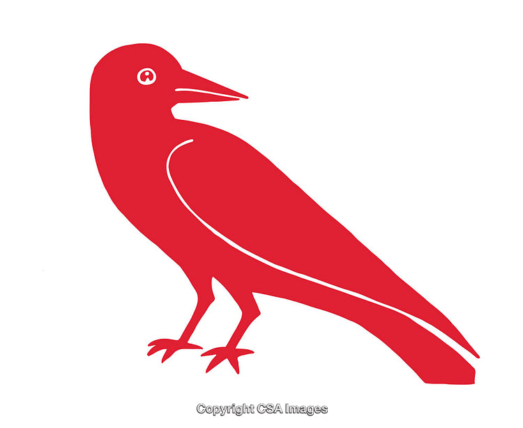 Minimalist Red Crow Icon Illustration on White Background