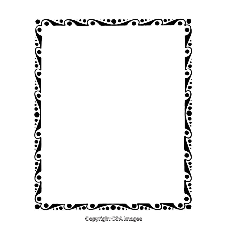Black and White Ornamental Border with Decorative Dotted Design