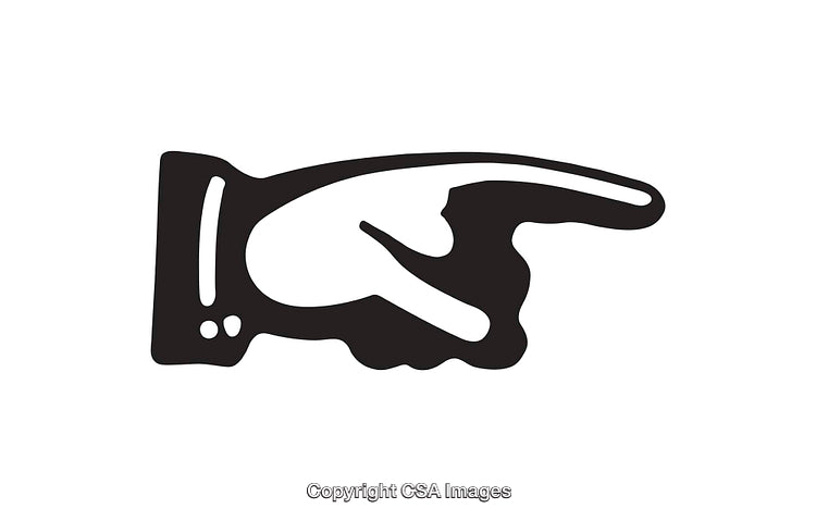 Vintage Black and White Pointing Hand Icon Illustration