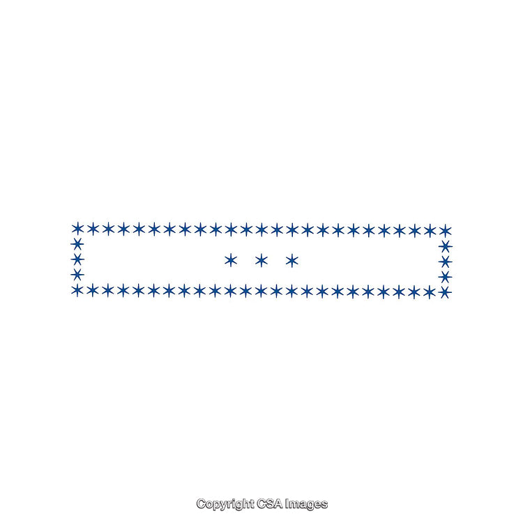 Blue Asterisk Star Design With Rectangular Border Pattern on White