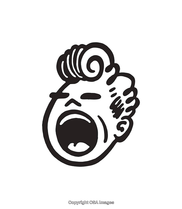 Expressive Black and White Line Art of a Person Screaming in Emotion