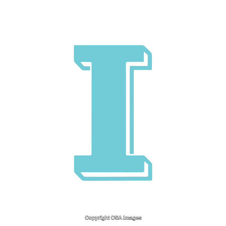 Sky Blue Letter I with Stylish Design Isolated on White Background