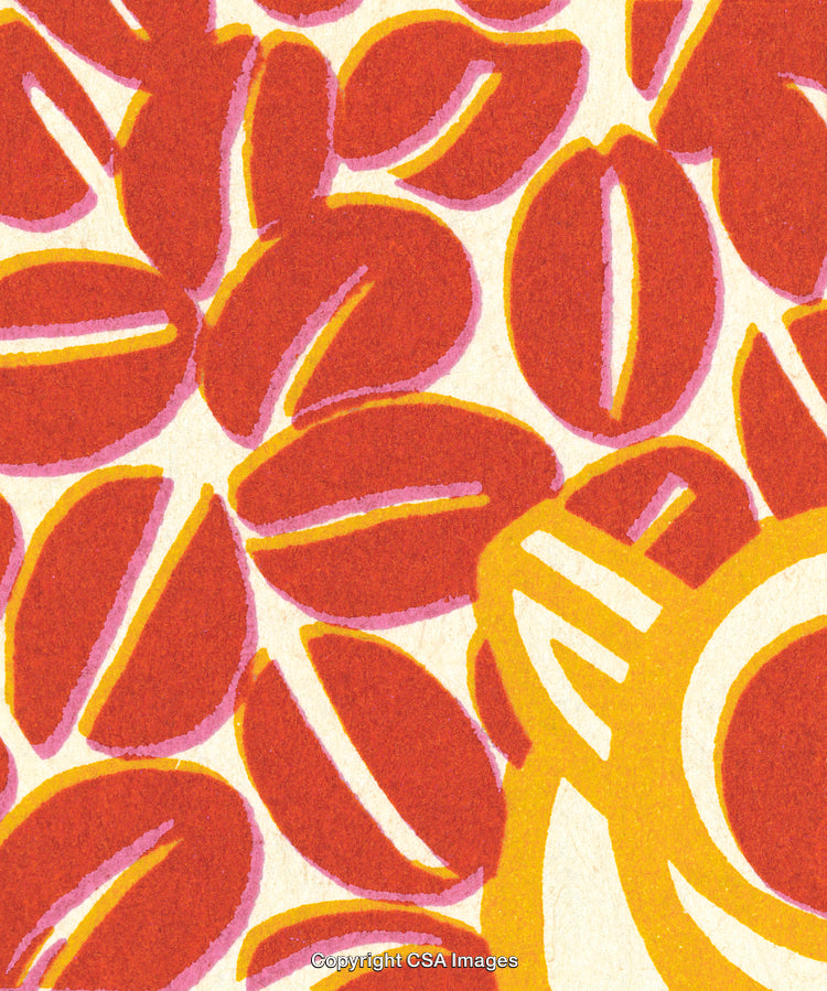 Colorful Illustration of Coffee Beans and Vibrant Mug Design