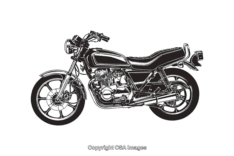 Vintage Motorcycle Black and White Illustration for Print and Design Projects