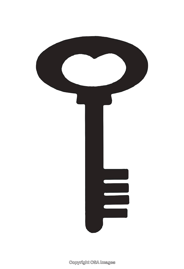 Black Silhouette Key with Heart-Shaped Handle in Minimal Design