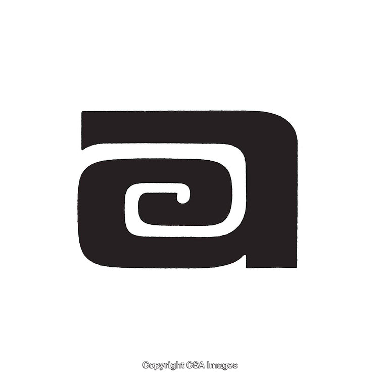 Stylized Black Letter A With Spiral Design on White Background