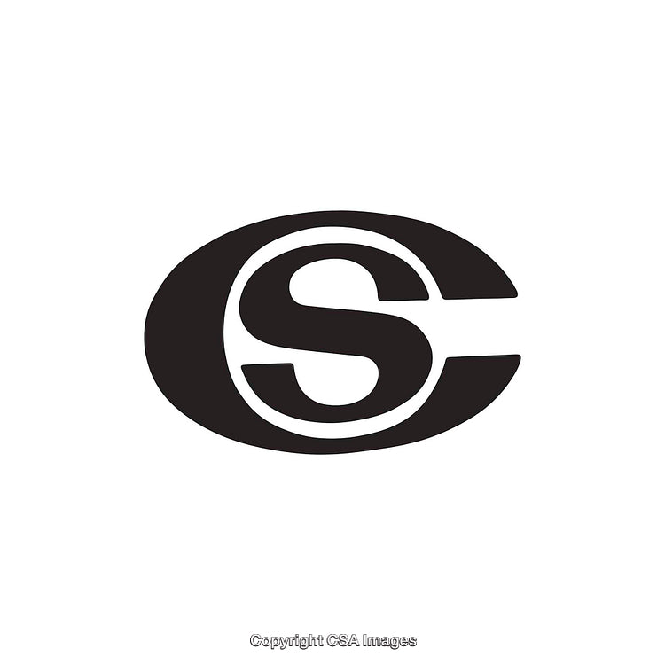 Bold Black Letter S Encircled By Capital C On White Background