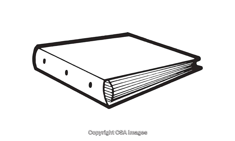 Black and White Line Art Illustration of a Ring Binder Notebook