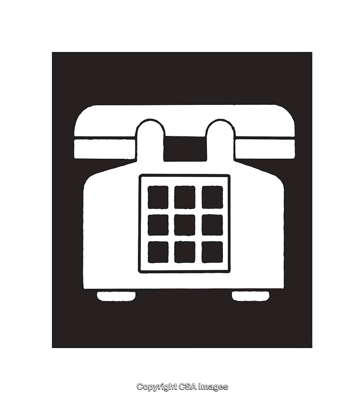Minimalist Black and White Icon of a Retro Telephone