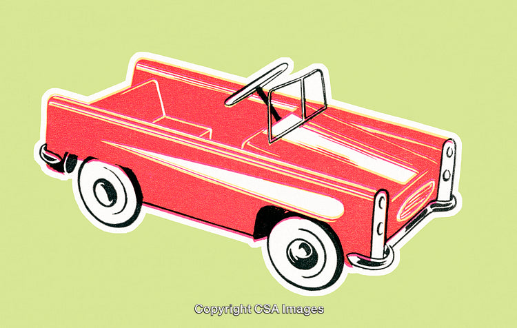 Red Vintage Style Convertible Illustration With Retro Details On Pastel Background