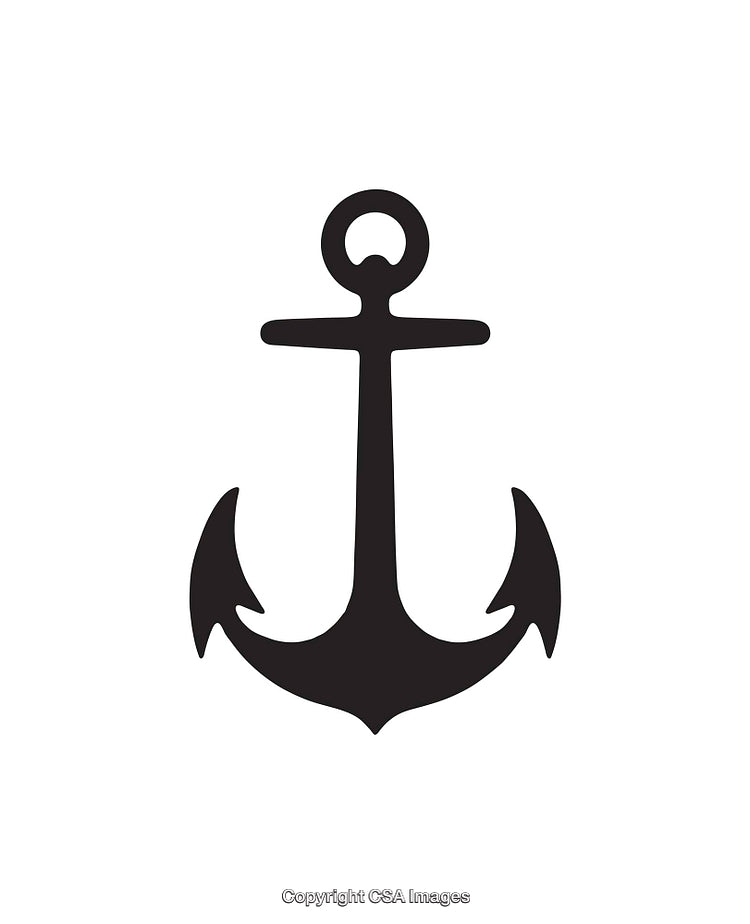 Simple Black Anchor Icon on White Background