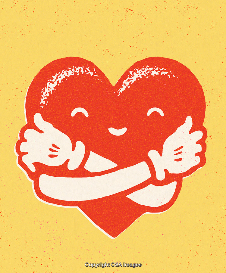 Cute Heart Illustration with Happy Arms Embracing Itself, Conveying Love