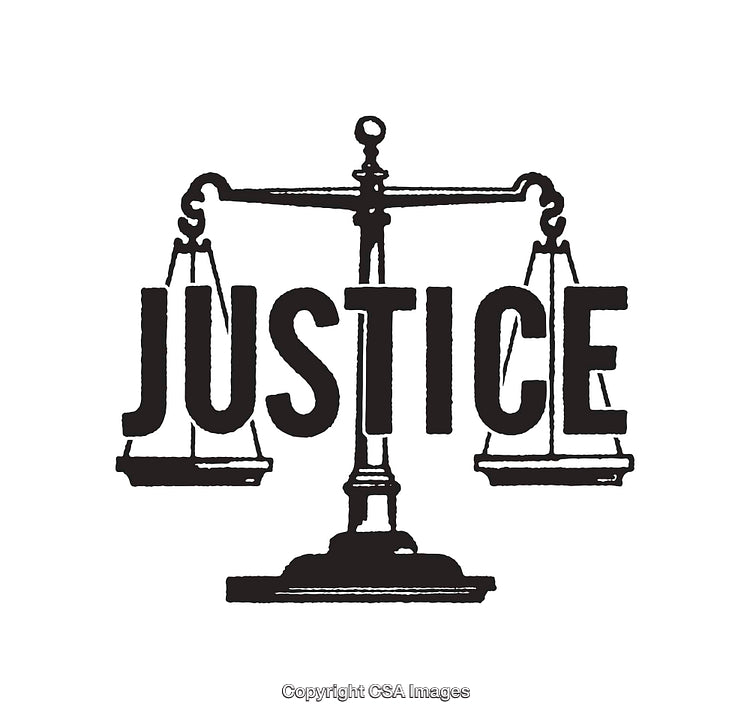 Black and White Scales of Justice Line Art Illustration