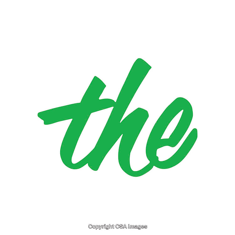 Green Calligraphic Word 'The' on White Background
