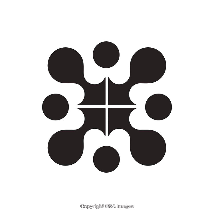 Abstract Black And White Symbol with Circular and Geometric Design Elements