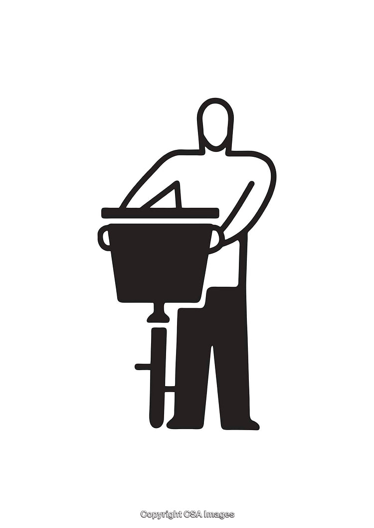 Minimalist Black And White Icon Depicting A Person With A Bicycle