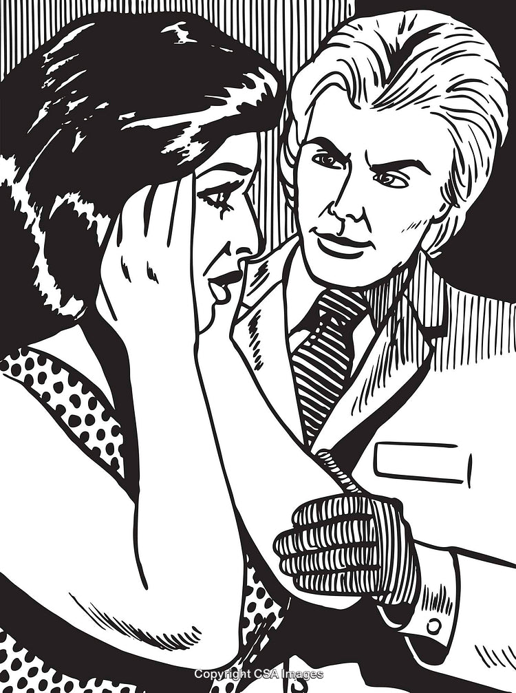 Retro Comic Style Depiction of Emotional Interaction Between Two Individuals
