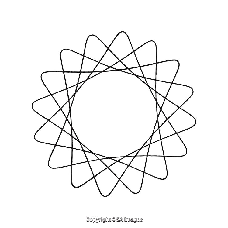 Abstract Black and White Geometric Mandala Shape Design on White Background