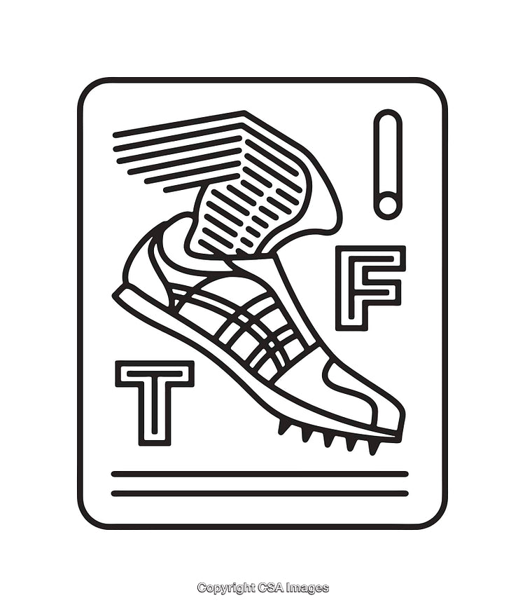 Black and White Line Art of Track Shoe with Wing Design
